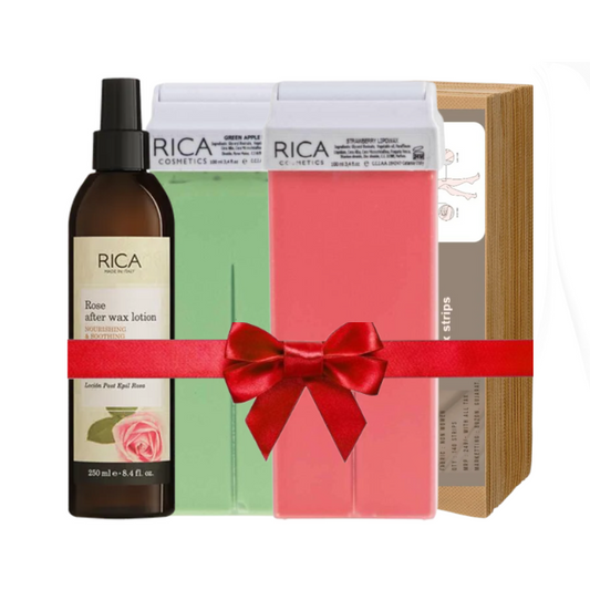 RICA 4-in-1 Waxing Combo – 2 Roll-On Waxes, 50pcs Strips & After Wax Lotion 125ml | ziofy.pk